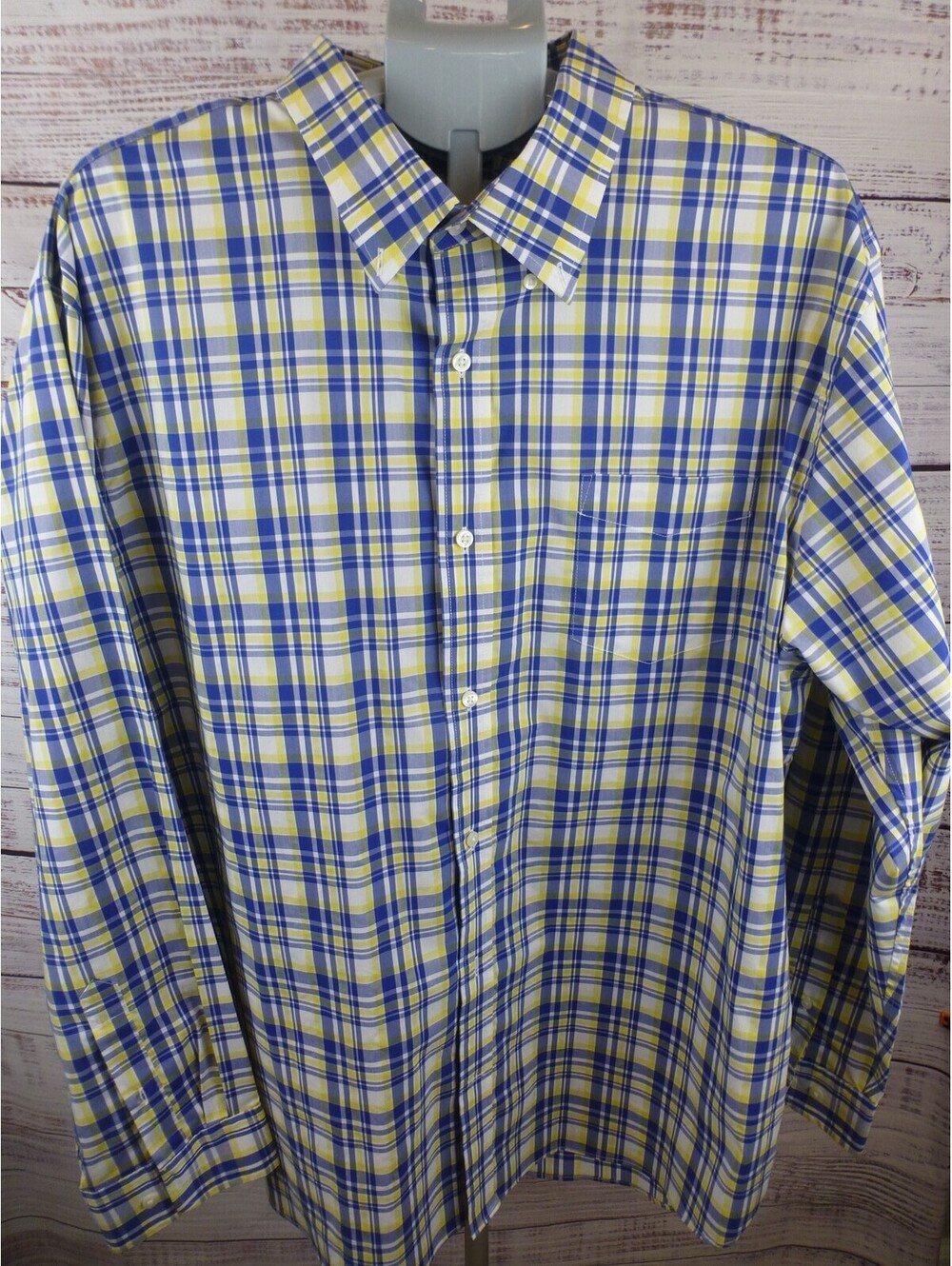 Lands' End Men's XXL Traditional Fit Plaid Button-Down Long Sleeve Shirt J5A